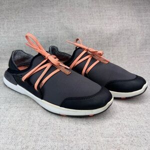 Olukai Miki Li Womens lightweight lace up Sneaker Black size 7.5 stretch comfort